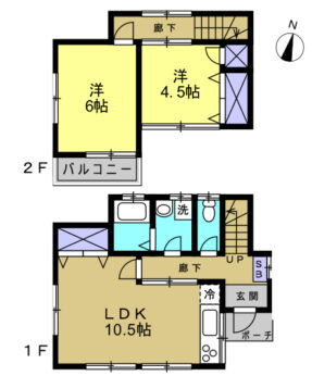 居室2部屋の2LDKです。全居室お手入れのしやすい洋室です。
