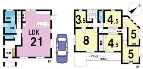 居室6部屋の6LDK大型間取りです。全居室お手入れのしやすい洋室です。