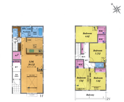 居室3部屋の3（4）LDKです。居室空間をすっきり保てる3WIC付です。収納家具を設置することで大容量収納ができます。