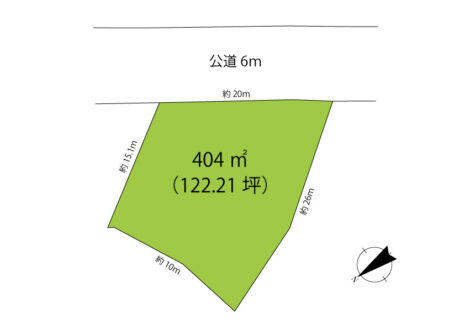 敷地404平米（122.21坪）です。建築条件ありません。自由設計プランお作りいたします。