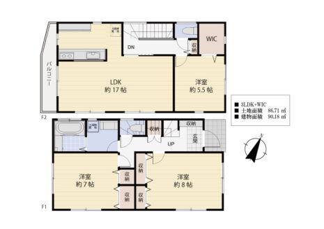 居室３部屋の3LDKです。2階リビングは近隣が気になりにくく、プライバシーを守れるのも特徴ですね。